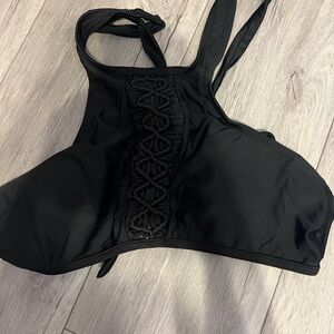 California Waves Black High-Neck Bikini Top
